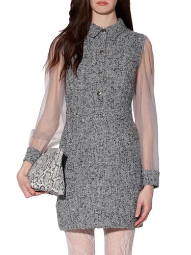 Walter Baker Myla Tweed Sheer Sleeve Minidress