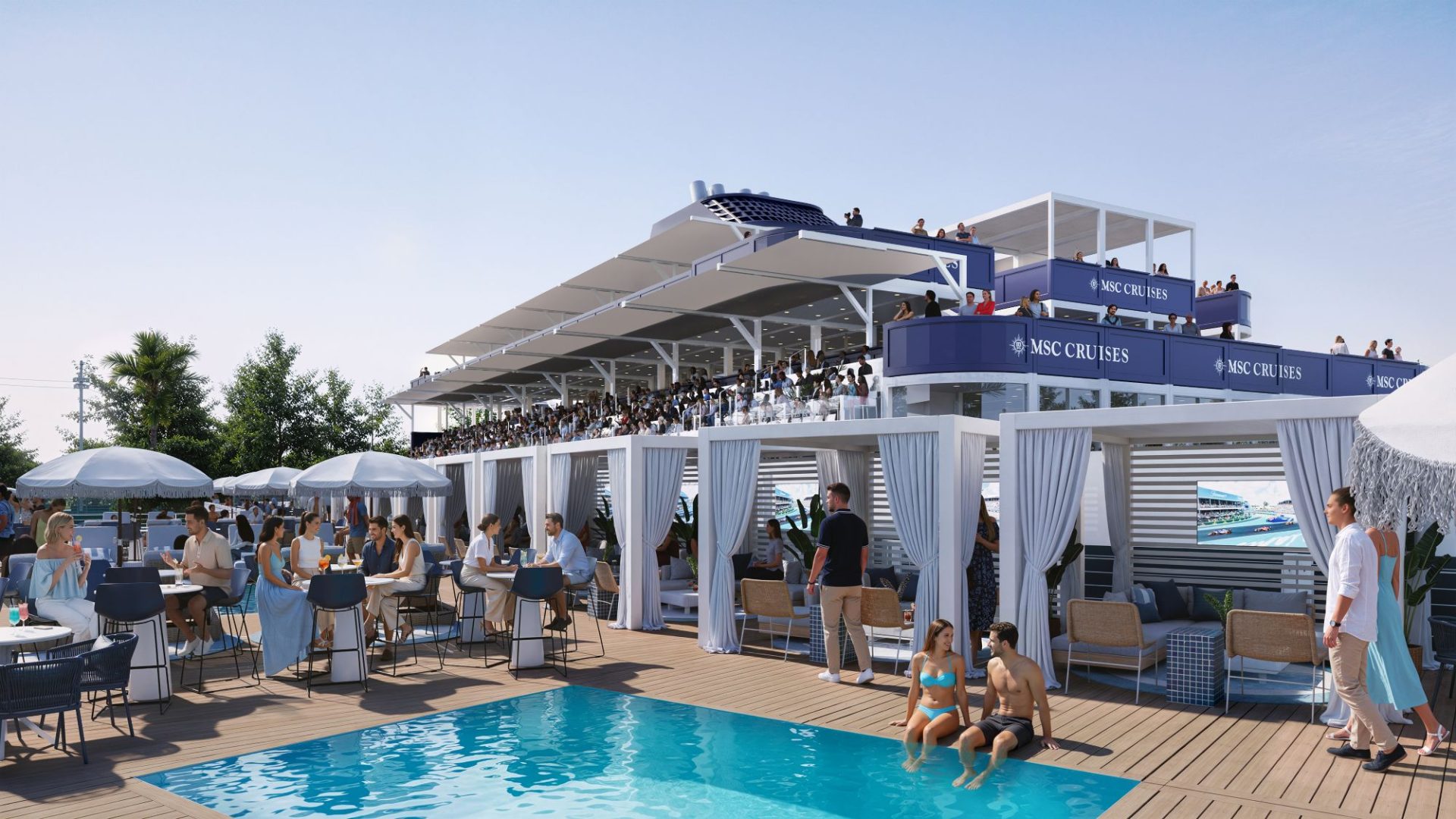 Vista de la cubierta del MSC Yacht Club