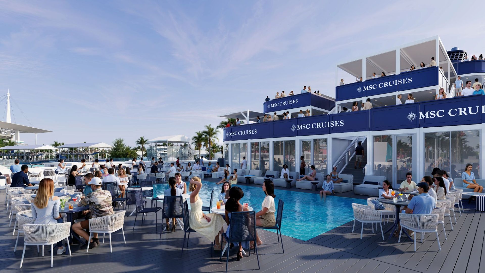 Vista de la cubierta del MSC Yacht Club