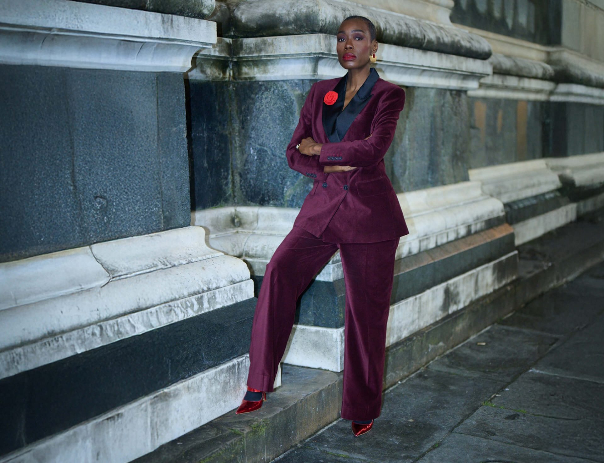 Sumissura burgundy double-breasted cotton tuxedo