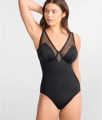 Bare The Slimming Underwire Mesh Plunge One-Piece