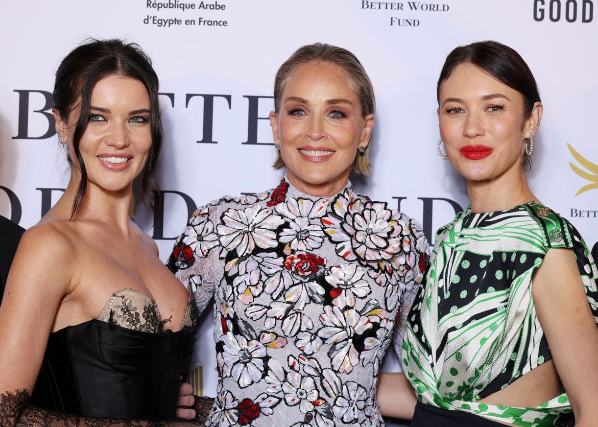 Da Sx Vialina Lemann, Sharon Stone e Olga Kurylenko durante Better World Fund Gala