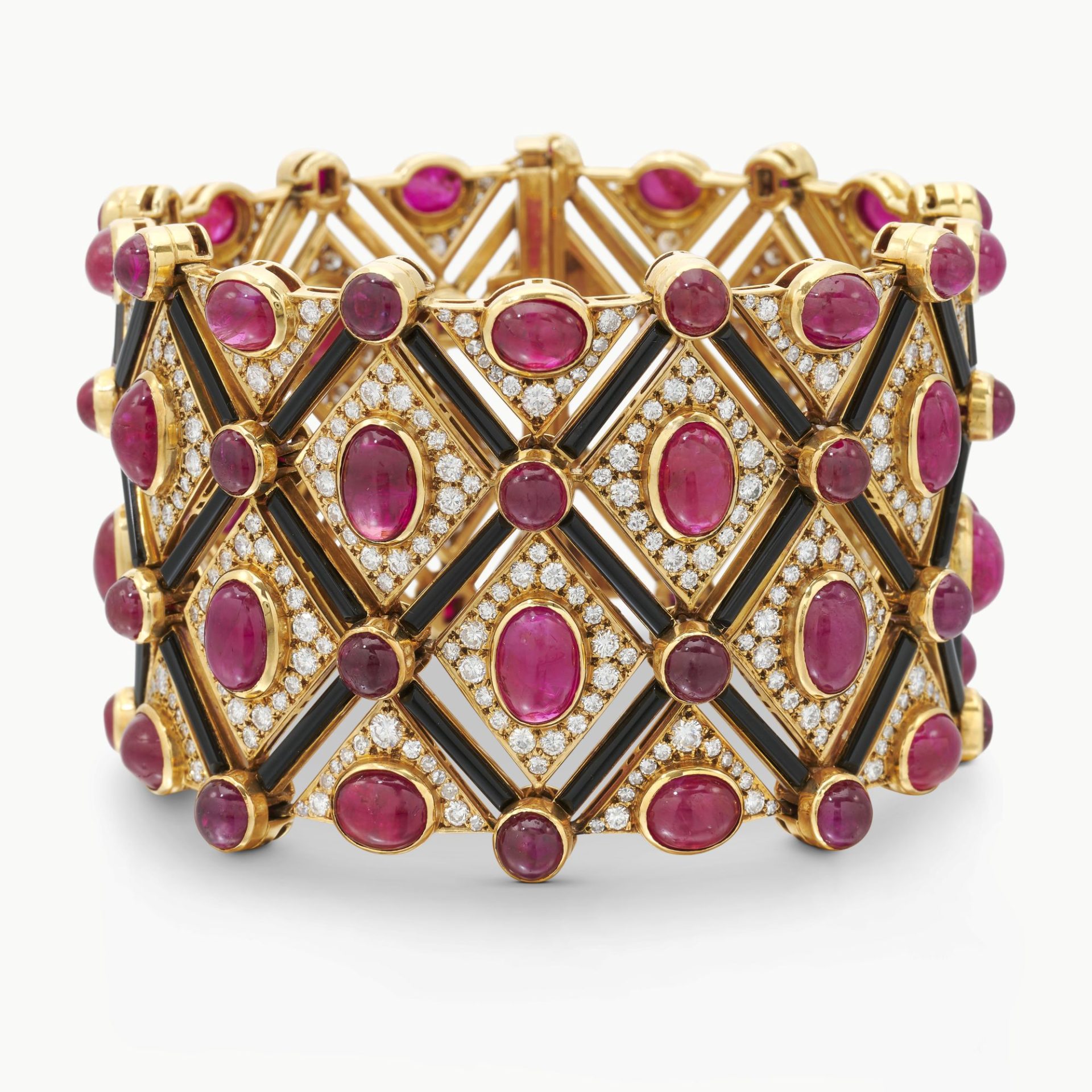 Lot 601. Bulgari, Ruby, Onyx and Diamond Bracelet, est, 36,000 - 55,000 CHF