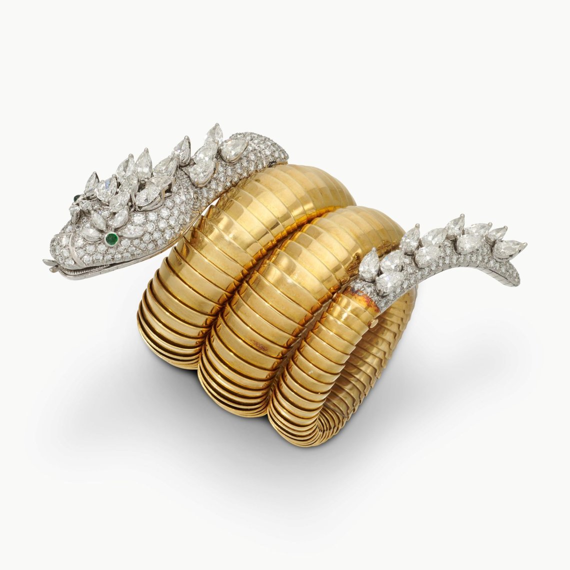 Lot 602. Bulgari, Gold, Emerald and Diamond 'Serpenti' Wristwatch, est. 180,000 - 380,000 CHF