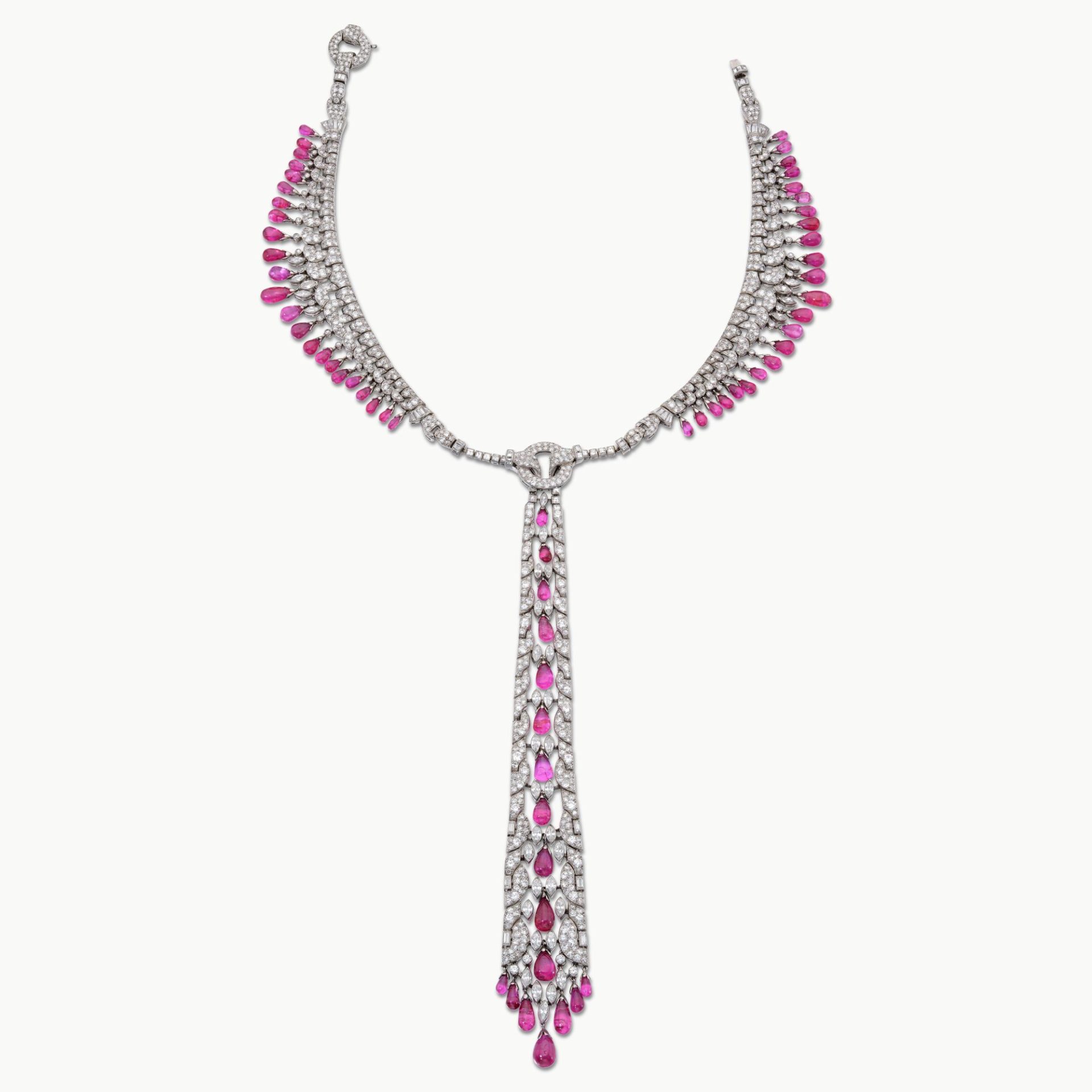 Lot 625. Lacloche Frères, Superb and Rare Ruby and Diamond 'Cravate' Necklace, est. 160,000 - 280,000 CHF