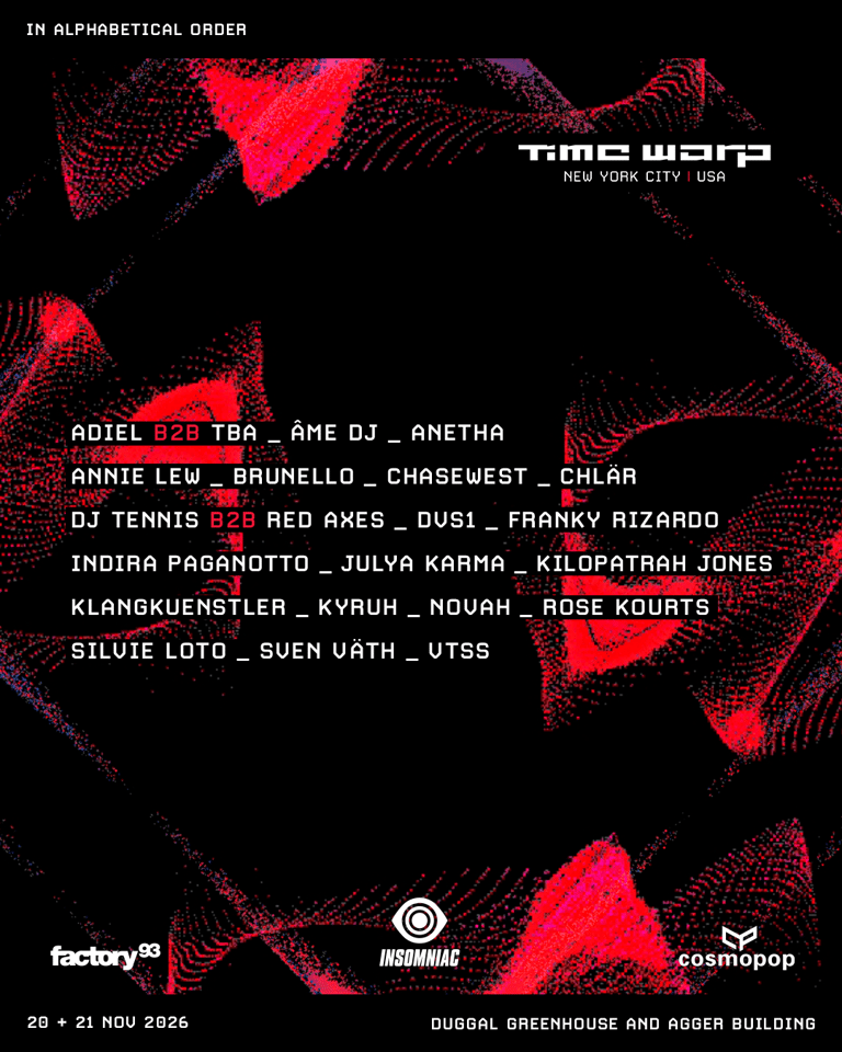 《时光扭曲》纽约市锁定 2026 年阵容：Sven Väth、Indira Paganotto、Klangkuenstler 等